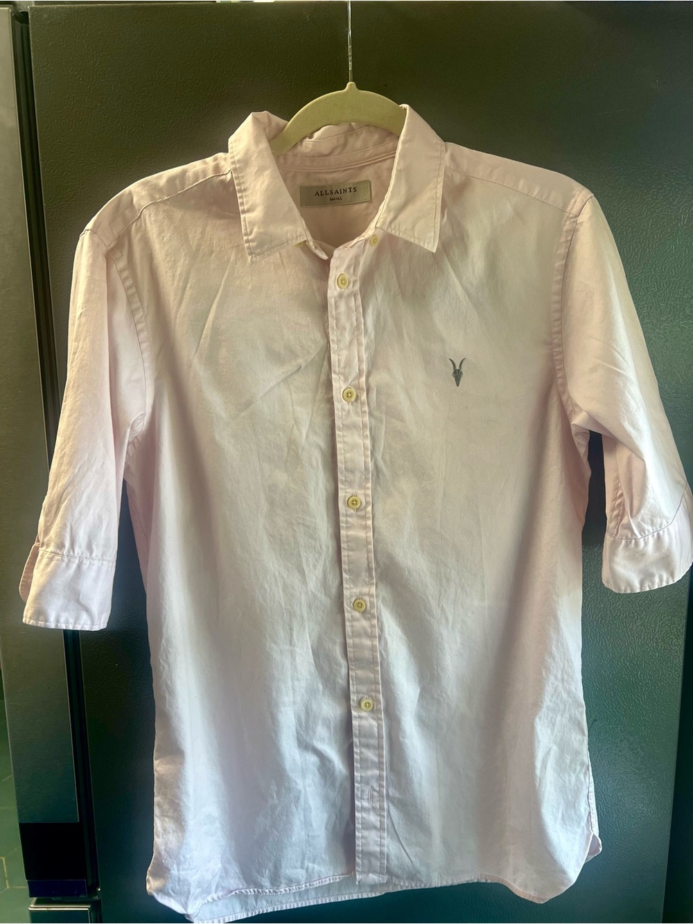 All Saints Pale Pink Short-Sleeve Button-Down Shirt